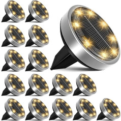 nipify Pack of 16 Solar Floor Lights Outdoor Solar Lights Outdoor Light ar 8 LED Warm White LED Floor Light Outdoor Solar Waterproof Solar Lights for Garden Lawn Walkway Patio Driving