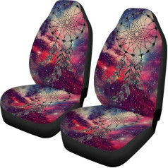 TOADDMOS Watercolr Galaxy Dream Catcher Auto aksesuāri Dekoratīvie sēdekļu pārvalki Tikai priekšējo sēdekļu pārvalki Pilns komplekts 2 piemērots vieglajiem kravas auto SUV Violeta