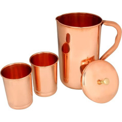 Zap Impex Reines Kupfer Pitcher Krug mit 2 Kupfer Tumbler Gläser für Ayurveda Healing