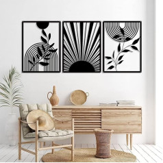 Pduoduo 3 Stück schwarzes minimalistisches Metall Wanddekor, Bohemian Line Wanddekor, Geometrische Wandkunst Wandkunst für Schlafzimmer Bad Wohnzimmer(22 * 16.5in)