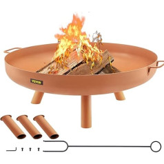 VEVOR Fire Bowl 77 cm diametrs, 15 cm dziļums Uguns grozs 28 cm augstums Oglekļa tērauda ugunskura trauks, dārza ugunskura grozs Fire Pit ar atbalsta kājām BBQ, apkure, terase, ugunskurs