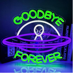 XJNOLGXIQU Svešzemju kosmosa kuģis neona zīme Svešzemju neona zīme Goodbye Forever Neon Light LED neona zīme Personalizēta USB neona gaisma mājas bērnu istabai bārs guļamistaba partija sienas apdare