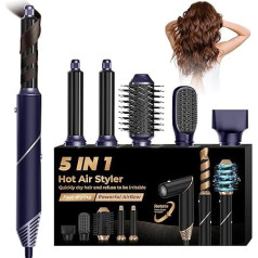 UMIGA 5 in 1 Airstyler jonu matu žāvētājs Karstā gaisa birste Jonu matu žāvētājs ar matu žāvētāju Curling Iron apaļā birste Matu žāvētājs Curling Brush iztaisnošanas birste Matu žāvētājs matu veidošanas birstes Matu veidotājs kom