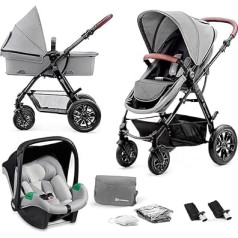 Коляска Kinderkraft MOOV 3 в 1 до 26 кг с детским сиденьем I-размера 40-75 см, функцией коляски, регулируемым положением спинки, большим выдвижным капюшо