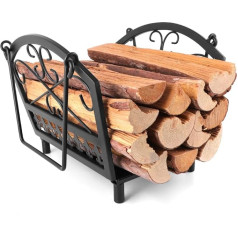 Amagabeli Log Basket Firewood 36 x 32 x 31.5 cm Firewood Basket Metal Firewood Basket Wood Cradle Fireplace Made of Steel with Handle Carry Basket for Wood Log Carrier for Wood Stove Log Carrier