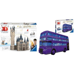 Ravensburger 3D Puzzle 11277 - Harija Potera Hogvartsa pils - 540 detaļas & Ravensburger 3D Puzzle 11158 3D Puzzle Harija Potera bruņinieku autobuss - 3D puzzle bērniem un pieaugušajiem ar 216 detaļām