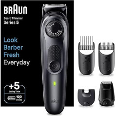 Braun Series 5 BT5420 elektriskais zoda trimmeris vīriešiem ar īpaši asu asmeni, 40 garuma iestatījumiem, 100 min uzlādes laiks, bezvadu, ūdensizturīgs