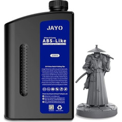 JAYO 3D printera sveķi 2 kg, ABS līdzīgi sveķi, 405 nm UV standarta UV ātrdarbīgie sveķi 4K/6K/8K LCD/DLP/SLA 3D drukāšanai, nav trausli, augsta precizitāte, zema smarža, tumši pelēki, 2000 g