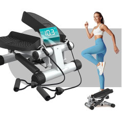 Niceday Mini Stepper for Home | Up-Down Swing Stepper ar Power Ropes | Stepper Home Trainer ar LCD displeju | 2 in 1 Treniņierīce līdz 100 kg | Kāju / roku trenažieris, mājas fitnesa vingrinājumi