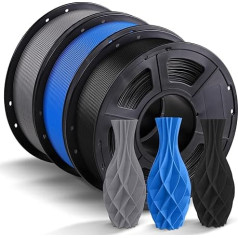 ANYCUBIC PLA pavediens 1,75 mm, 3D printeru pavediens PLA, 3D drukāšanas materiāls FDM 3D printerim, vakuuma iepakojums, kārtīga spole, 3 kg, melns, pelēks un zils, 3 kg