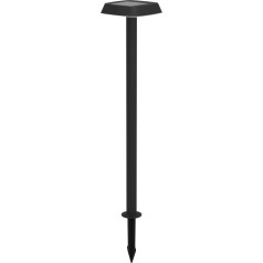 EGLO LED Solarlampe stehend Dreoli, Außenlampe mit Erdspieß und Bewegungsmelder, Solar Stehlampe außen, Down Light, Außenleuchte Garten aus schwarzem Kunststoff, IP44