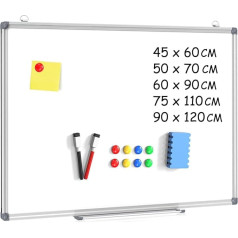 DOLLAR BOSS Magnētiskā tāfele 45 x 60 cm, sausa izdzēšamā tāfele sienām ar alumīnija rāmi un sausu izdzēšamo virsmu rakstīšanai skolā, mājās un birojā