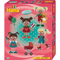 Hama Perlen 3244 Geschenk-Set Puppen mit ca. 2.500 bunten Midi Bügelperlen mit Durchmesser 5 mm, Stiftplatte, inkl. Bügelpapier, kreativer Bastelspaß für Groß und Klein