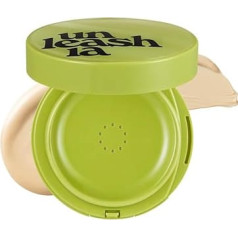 UNLEASHIA Healthy-Green Cushion Foundation - korejiešu grims ar bakukiolu, SPF 30, satīna mirdzumu, dabīgu pārklājumu - iekļauts satīna aplikators un spogulis - vegāns grims - #21N Ebony