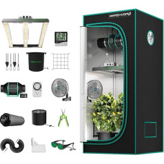 MARS HYDRO FC-E1500 Grow Tents Pilns komplekts LED augošās gaismas lampa Pilna spektra aptumšojama augu lampa ar hidroponiku 80 x 80 x 160 cm augošās telts augšanas komplekts ar 4 collu ventilācijas komplektu