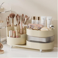 Make-up-Organizer, 360-Grad-Make-up-Organizer mit 3lagigem drehbarem Fach, perfekt für Kommode, Badezimmer, Schlafzimmer (Milchweiß, drei Ebenen)