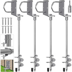 Insaga Multipurpose Screw In Ground Anchors, 3 Inch Wider Spiral Thanks, Fully Welded Mobile Home Anchors for Trampolines, Swing Sets, Carports and More, 30 Inch, Pack of 4