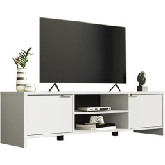 Madesa TV skapītis, TV skapītis ar 2 durvīm viesistabai un guļamistabai, piemērots televizoriem līdz 65 collām, 145 x 38 x 40 cm, izgatavots no koka, balts