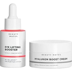 Pretty Eyes Set - Hyaluronic Boost Cream (50 ml) & Eye Lifting Booster (30 ml) - ādas kopšanas līdzeklis maigai un gludai ādai - serums pret tumšiem lokiem, pietūkumu un grumbām - ar hialuronskābi - līdz