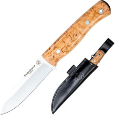 J&V Adventure Knives Pedraforca nazis ar fiksētu asmeni izdzīvošanai brīvā dabā, medībām un makšķerēšanai, pilnstienis, 10,5 cm asmens, ādas maksts, roku darbs, izgatavots Spānijā, Full Tang nazis