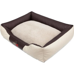 Hobbydog Hundebett Hundesofa Hundekissen Hundekorb Hundecouch Tierbett Weich Haustierbett R5-125x98 cm Beige Öko-Leder/Beige Pelz