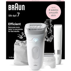 Braun Silk-épil 7 sieviešu epilators / epilators ilgnoturīgai matiņu noņemšanai, mini ķermeņa skuveklis, skuvekļa piederums un trimmera piederums, 7-441, balts/sudrabots