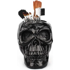 Skull Pen Holder Office Home Desk Organizer Halloween Gift Home Decor Skull Holder for Gothic Makeup Keys Jewelry Stationery Replacement Coins Cosmetic Skull One Size Black