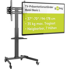 Goobay 59507 pārvietojams TV statīvs ar riteņiem / 37 - 70 collu (94-178 cm) monitoru un TV statīvs / TV statīvs ar riteņiem / TV grīdas statīvs ar regulējamu augstumu / līdz 35 kg / melns