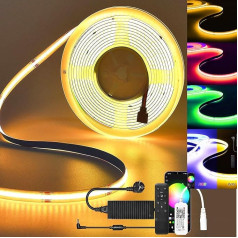 WiFi 10 m COB RGB RGB LED sloksnes pasaku gaismas 576 LED/M 5760 LED 24 V aptumšojama pielāgojama LED gaisma ar inteliģento tālvadības pulti, joslas gaismas josla darbojas ar Google Home Assistant/Alexa