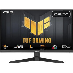 ASUS TUF Gaming VG259Q3A - 25 collu Full HD monitors - 180 Hz, 1 ms GtG, FreeSync, Adaptive Sync, ELMB, GameFast ievade - Fast IPS panelis, 16:9, 1920x1080, DisplayPort, HDMI, skaļrunis