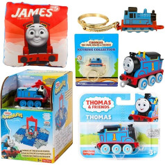 Thomas & Friends Spielzeugfiguren-Spielset, Druckguss-Schlüsselanhänger, Kissen und Druckguss-Engine-Figuren-Bündel - Set 6 - Rettungszentrum-Spielset, Druckguss-Schlüsselanhänger, Thomas