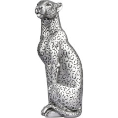 Geparda statuete Dekoratīvais dekors mājai Leoparda skulptūra no sveķu sveķu sveķu sēžoša geparda figūriņa dekorēšanai mājas birojam zelta vai sudraba krāsā (sudraba)