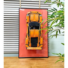 WETCEAOM displeja sienas stiprinājums Lego Technic Porsche 911 GT3 RS 42056 Dekoratīvs rezultātu tablo Lego auto sienas stiprinājumam - ideāla dāvana Lego mīļotājiem, izmērs: 75 x 45cm