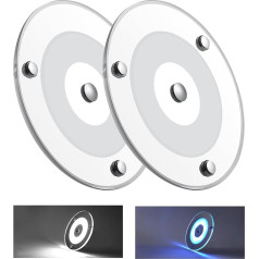 Obeaming 12 V LED griestu gaisma Camper Dimmable Panel Light 120 mm 4,5 W 400 LM Divas krāsas (Cool White/Blue) ar skārienjutīgu slēdzi Apaļa virsmu montējama gaisma laivu un jahtu iekšējam apgaismojumam Pack of 2