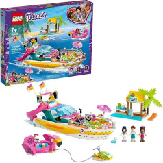 LEGO Friends Party Boat 41433, ieskaitot LEGO Friends Emma, Andrea un Ethan minifigūriņas, pludmales veikala un Flamingo Party Boat, lieliska vasaras rotaļlieta bērniem, jauna 2020 (640 gab.)