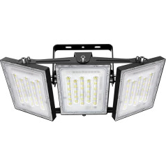 STASUN 300 W LED prožektors, IP66 ūdensnecaurlaidīgs, 30000 lm, LED āra apgaismojums, līdzvērtīgs 1800 W halogēna spuldzēm, 6000 K dienas gaisma, regulējams prožektors šķūņiem, pagalmiem un garāžām (melns)