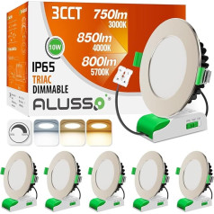 ALUSSO LED iegremdējamais prožektors, 230 V, dimmējams, 10 W, IP65, LED prožektori, plakani silti balti, neitrāli balti, auksti balti, iegremdējamie gaismekļi, griestu prožektori, griestu prožektori vannas istabai, virtuvei,