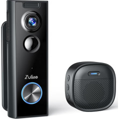 Zulino Video Doorbell, беспроводная камера со звонком, двухстороннее аудио, HD видео, PIR обнаружение движения, 2.4GHz Wi-Fi (без 5GHz Wi-Fi), работает с Alexa и Google Assi