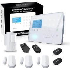 Safe2Home® radio signalizācijas sistēmas bāzes komplekts SP210 ar aizsardzību pret sabotāžu un gaismas kontroli - Vācu - GSM WLAN signalizācijas sistēma SMS signalizācija - Mājas biroja signalizācijas sistēmas Komplektā ietilpst piederumi u