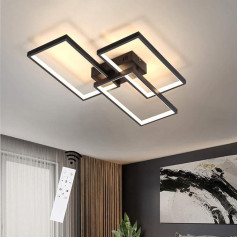 CBJKTX Griestu gaisma LED griestu gaisma Dimmable ar tālvadības pulti 63 W Melna metāla dzīvojamās istabas lampa Moderns dizains guļamistabai Ēdamistabai Dzīvojamā istaba Kabinetam Priekšnamam Birojam