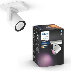 Philips Hue White & Color Ambiance Argenta LED 1 prožektors, balts, aptumšojams, 16 miljoni krāsu, ar lietotnes vadību, saderīgs ar Amazon Alexa (Echo, Echo Dot)