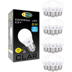 CLAR - 4000 K LED E27, E27 4000 K, E27 LED 4000 K, LED E27 4000 K, LED E27 4000 K, 4000 K LED, spuldze E27, LED spuldze E27, LED spuldze E27, LED lampa E27 4000 K, E27 40 W, 6 W (20 gab.) )