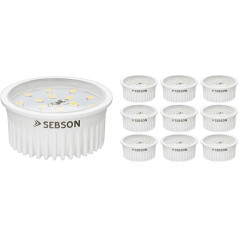 SEBSON® LED modulis 5 W, īpaši plakans, 50 x 26 mm, iebūvējamiem starmešu gaismekļiem, silti balts, 3000 K, 400 lm, 230 V, aizvieto GU10 MR16 spuldzes, 10 gab. iepakojumā