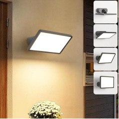 KUKAK LED sienas lampas āra iekštelpām 24 W āra gaisma āra lampas sienas IP65 ūdensizturīgs āra sienas apgaismojums 3000 K silti balta āra gaismas sienas lampa ar 180° pagrieziena leņķi dārza terasei balkonam tumšs