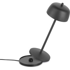 LVL THETA Dimmable LED akumulatora galda lampa iekštelpās un ārpus telpām IP65 - bezvadu uzlādējama galda lampa ar itāļu dizainu, 2700 - 4000 K, 9-24 stundas, dizains: Zafferano (matēts melns)