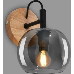 BRILONER Lasīšanas lampa, iekštelpu sienas lampa, dūmu stikls, E14, lampa, iekštelpu sienas lampa, viesistabas lampa, melna