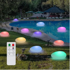 MALUX Pack of 3 Solar Lights for Outdoor Solar Floor Light for Garden 8 Colours Solar Garden Lights IP68 Waterproof LED Solar Lights with Remote Control for Ponds, Laws, Backyards, Paths (akmens)