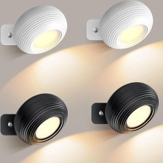 Onherm Pack of 4 LED iekštelpu sienas lampas, 360° rotējoša skārienvadības sienu lampa ar uzlādējamu akumulatoru, 3 spilgtuma līmeņi, bezvadu sienas lasīšanas lampa viesistabai, guļamistabai, kāpnēm,