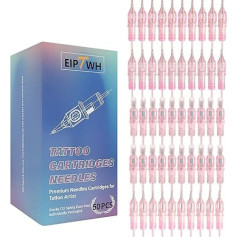 EIPTWH Pack of 50 Assorted Tattoo Adatu kasetnes, #12 Bugpin Mixed Size 5 Gabali Katrs 5RL 7RL 9RL 5RS 7RS 9RS 15M1 21M1 15RM 21RM, Round Liner Round Shader Vienreizējās tetovēšanas adatas tetovēšanai