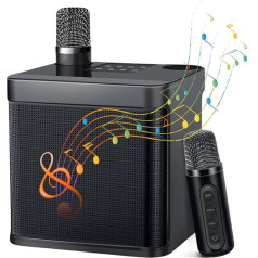 LAMA Karaoke mašīna, Karaoke sistēma ar bezvadu 2 mikrofoniem, Bluetooth skaļruņu kaste, pārnēsājama mikrofona skaļruņu sistēma, Karaoke skaļrunis, Karaoke komplekts Karaoke kaste dzimšanas dienas svinībām